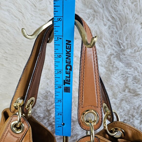 Michael Kors Tan Lamb Leather Gold Charm Satchel - Picture 7 of 15